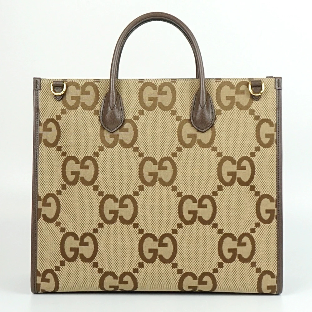 Gucci Jumbo GG Tote Bag Beige Cream Brown Shoulder Crossbody